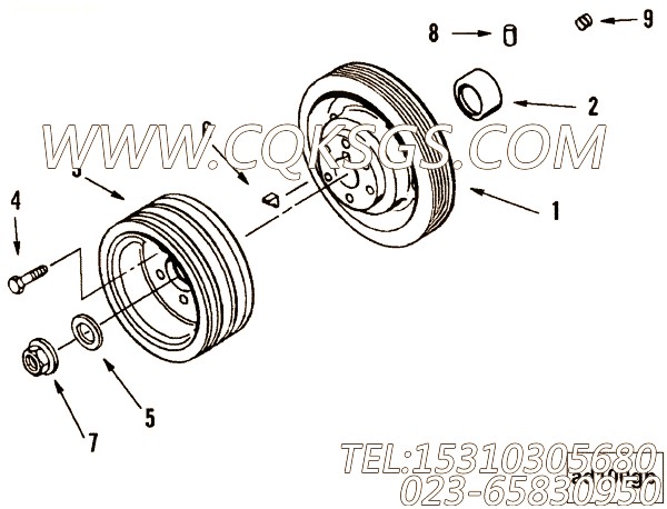 175833六角螺栓,用于康明斯NT855-C280主机附件驱动皮带轮组,【拌和机】配件