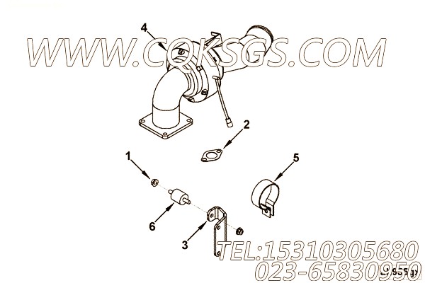 【发动机EQB190-20的进气连接件组】 康明斯环箍,参数及图片