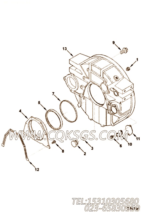 【柴油机EQB150-20的飞轮壳组】 康明斯飞轮壳,参数及图片