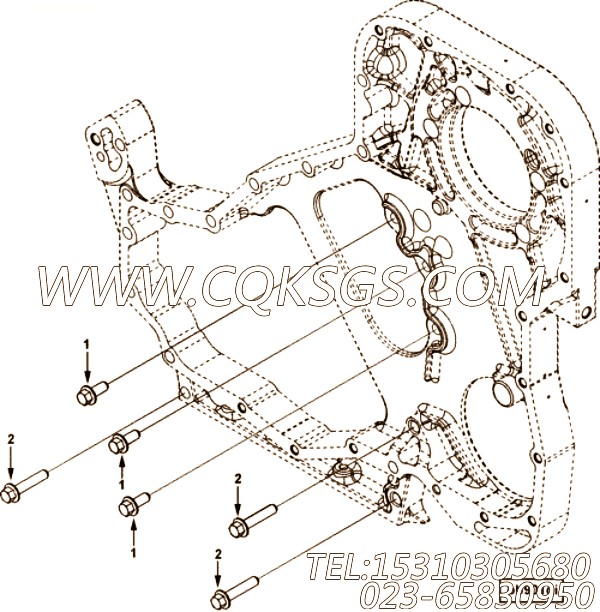 【引擎6LTAA8.9-C340的齿轮室组】 康明斯六角法兰面螺栓,参数及图片