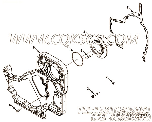 【柴油机6CTA8.3-M220的齿轮室组】 康明斯齿轮室密封垫,参数及图片