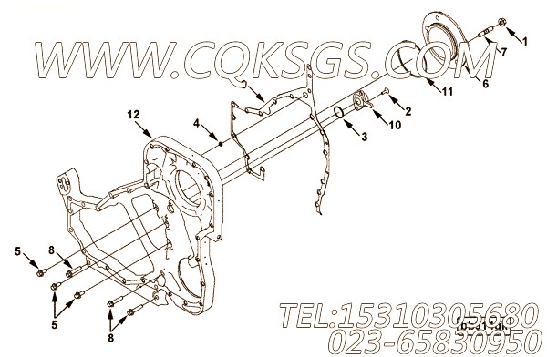 【引擎ISL8.9E5380的燃油泵安装件组】 康明斯双头螺柱,参数及图片