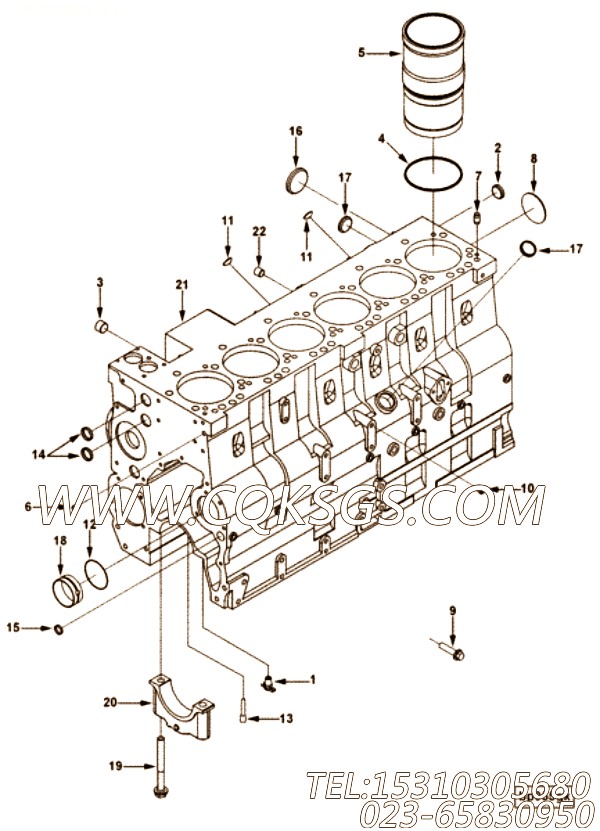 【柴油机6CT8.3-C215的缸体组】 康明斯缸体总成,参数及图片