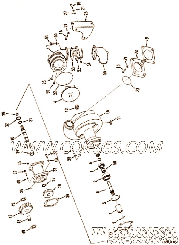 3018898花键套和卡环,用于康明斯KTA38-G5-800KW发动机基础件组,【动力电】配件