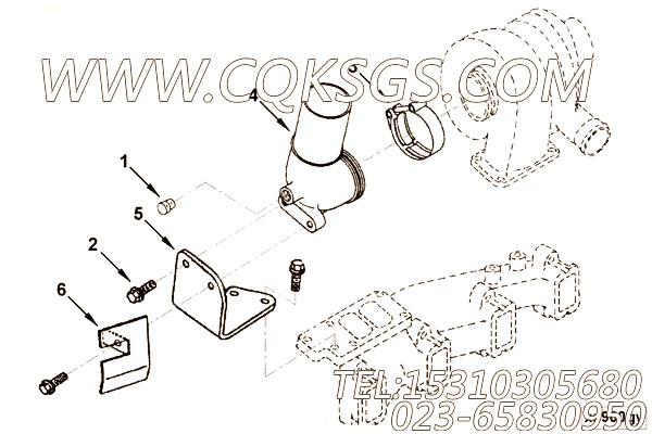 【发动机QSB6.7-G6的增压器排气连接件组】 康明斯排气管,参数及图片