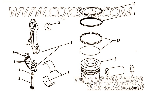 3090460压缩环,用于康明斯KTA19-G4(M)柴油机性能件组,【船用】配件