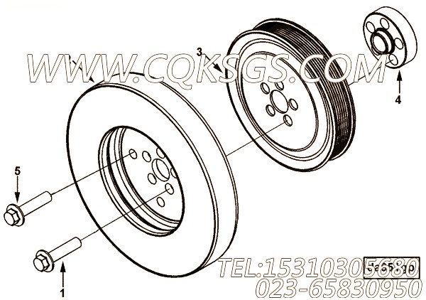 【发动机ISL9.5-375E40A的扭振减振器组】 康明斯六角法兰面螺栓,参数及图片