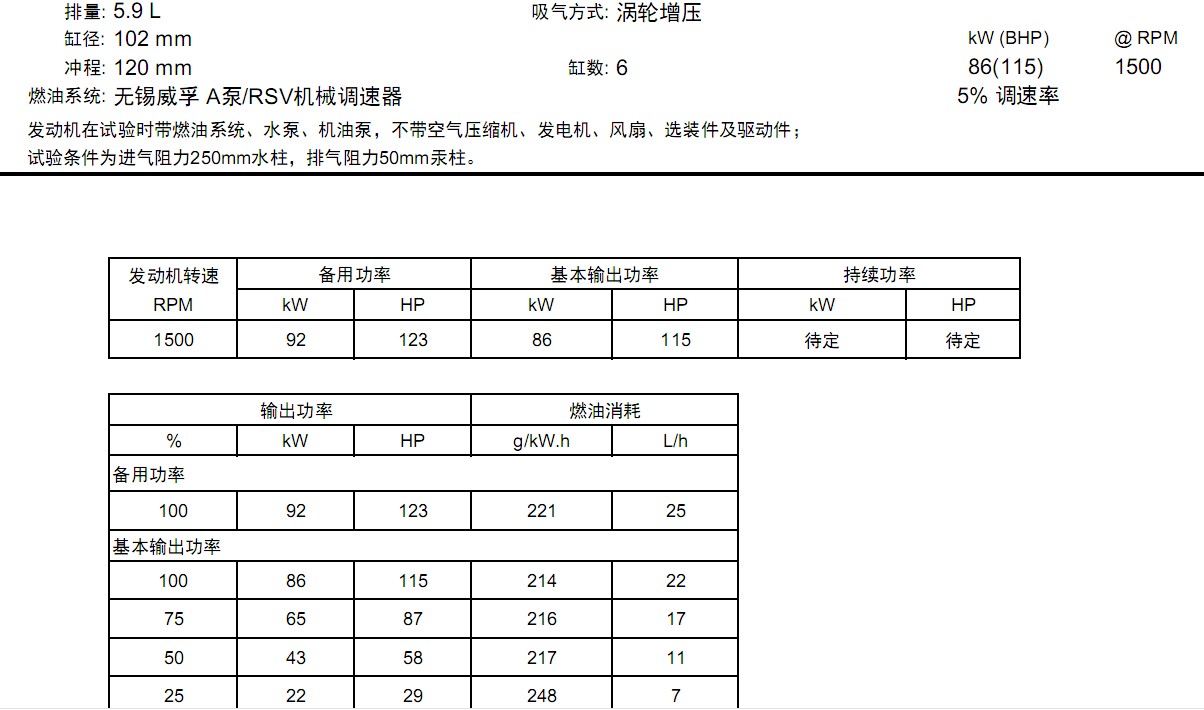 6B康明斯船用参数