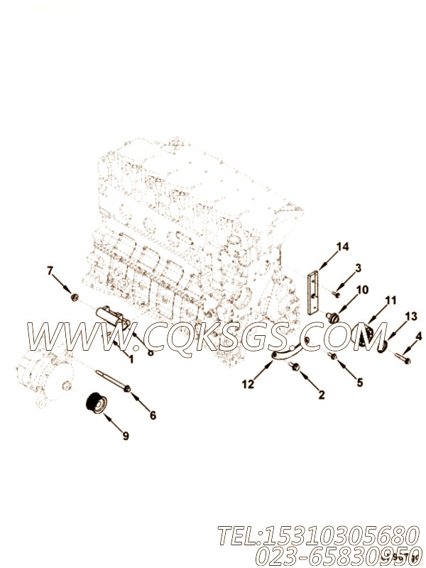 【惰轮支架】康明斯CUMMINS柴油机的4943959 惰轮支架
