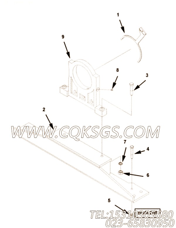 3058369发动机前支架,用于康明斯KT38-M800柴油发动机发动机前支承组,【船舶用】配件