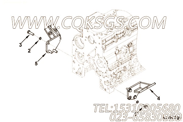 【柴油机EQB140-20的发动机前悬置支架组】 康明斯六角头螺栓,参数及图片
