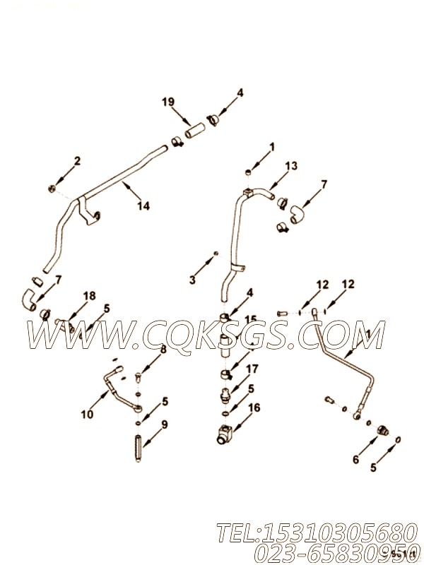 【Tube, Water Transfer】康明斯CUMMINS柴油机的3963839 Tube, Water Transfer