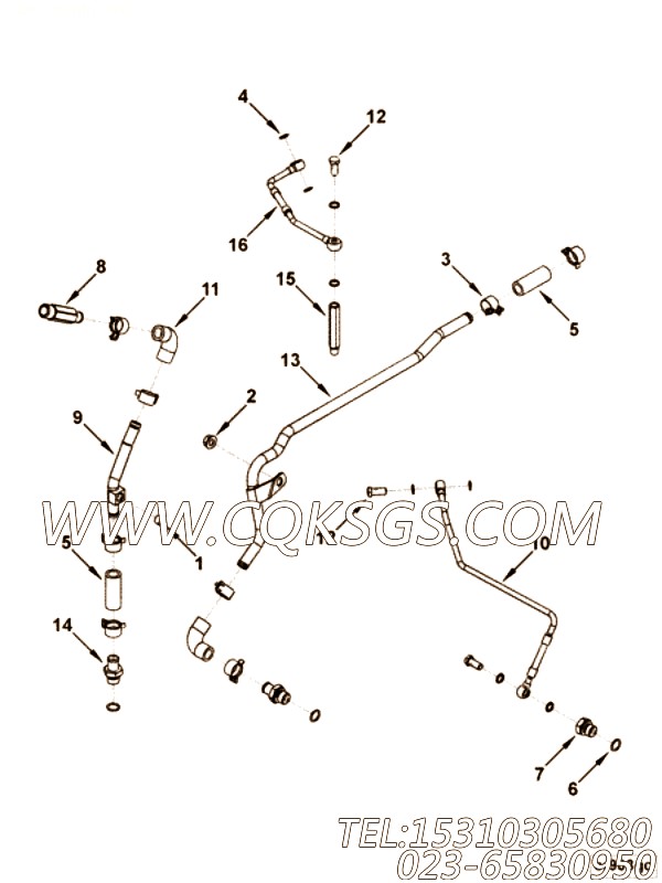 【Tube, Water Transfer】康明斯CUMMINS柴油机的3957576 Tube, Water Transfer