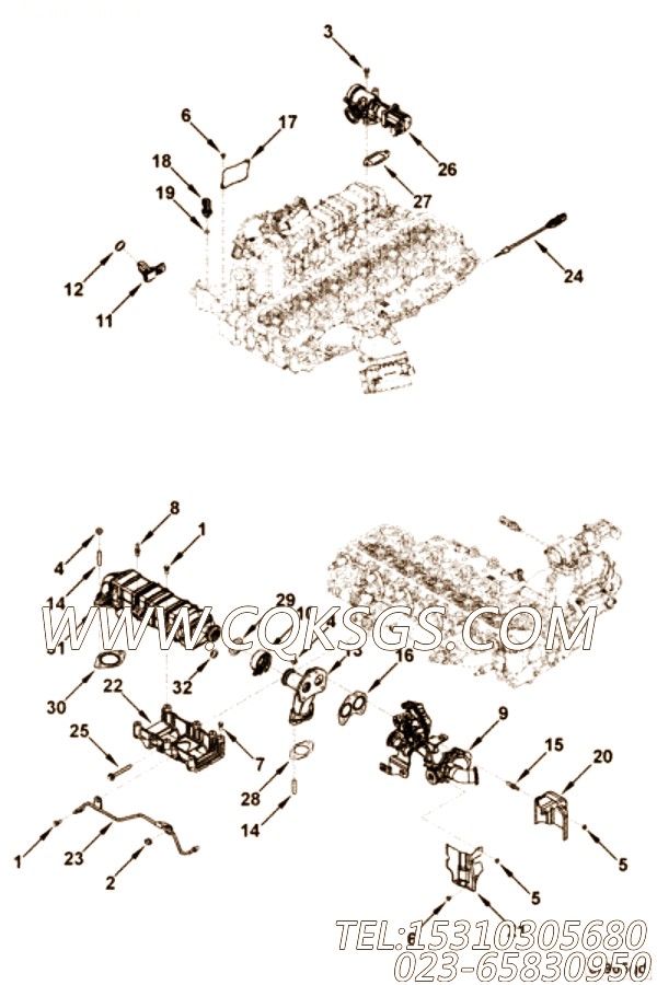 【引擎EQB170-21的增压器】 康明斯六角法兰面螺母,参数及图片