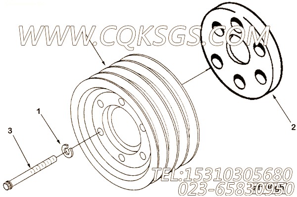 3005436六角螺栓,用于康明斯KTA38-G2-660KW柴油发动机风扇隔套组,【动力电】配件