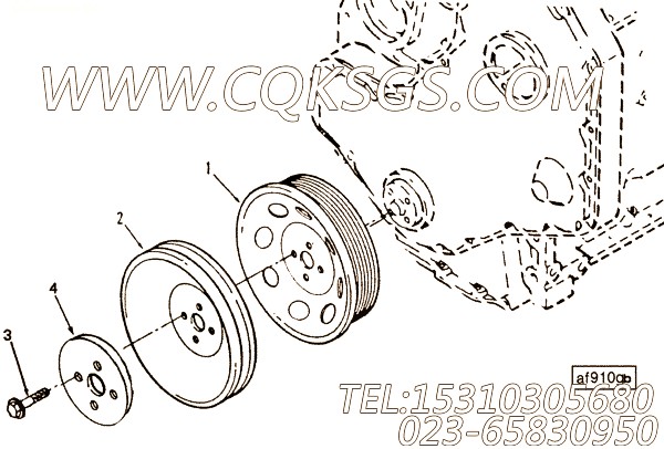 【柴油机4BT3.9-C105的驱动接头组】 康明斯减振器固定螺栓,参数及图片
