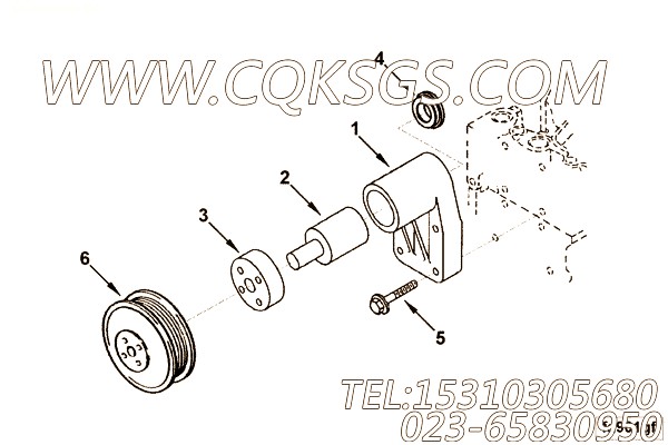 【柴油机6BT5.9-G的风扇驱动件组】 康明斯风扇皮带轮,参数及图片