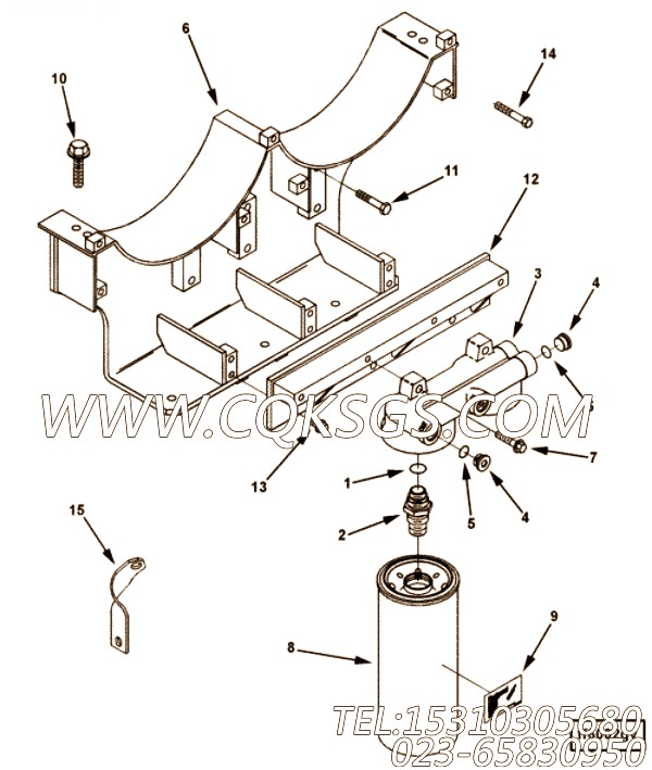 3202126水管支架,用于康明斯KTA19-G2(M)主机热交换器组,【船舶】配件