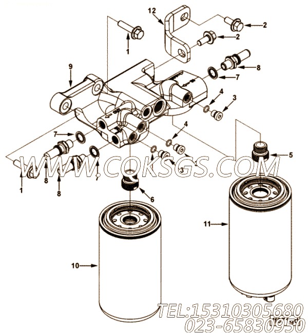 【燃油滤清器盖】康明斯CUMMINS柴油机的4992614 燃油滤清器盖