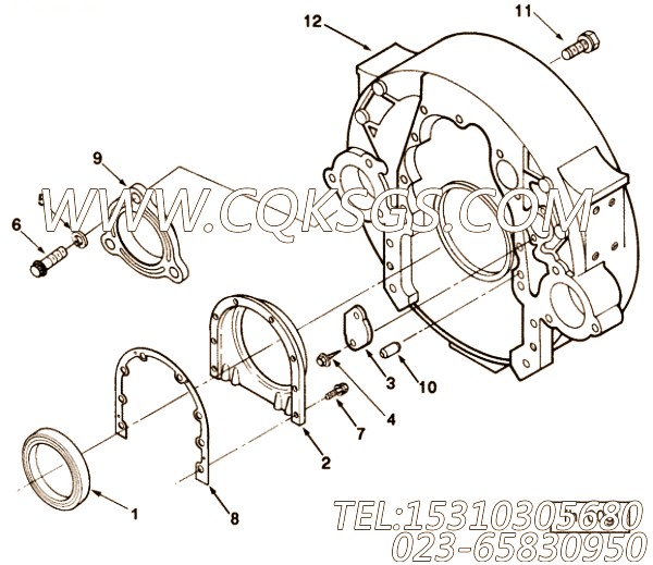 3010594带垫螺栓,用于康明斯NT855-C250柴油机飞轮壳组,【通化60T】配件