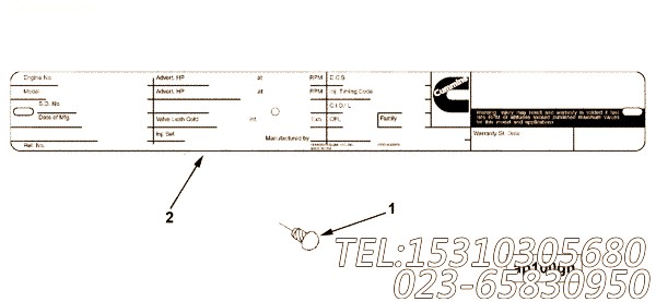 【铭牌】康明斯CUMMINS柴油机的4058958 铭牌