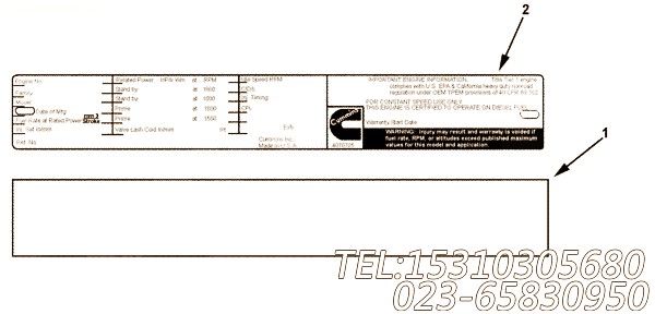 【铭牌】康明斯CUMMINS柴油机的4070705 铭牌