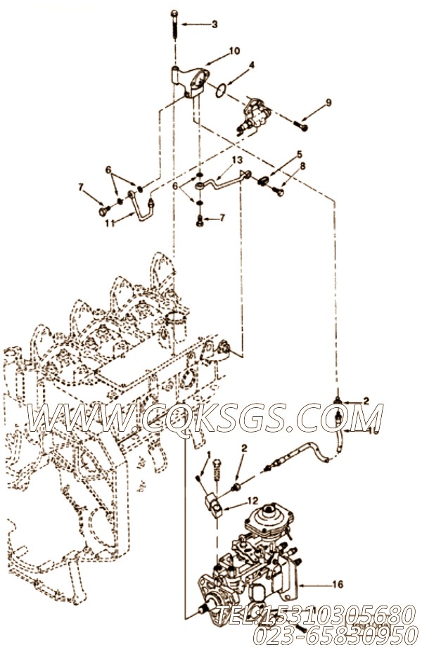 【柴油机EQB231-10的易损件组】 康明斯琶形接头垫片,参数及图片