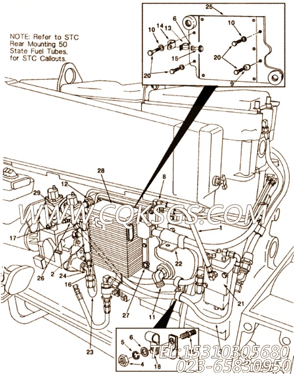 【发动机ISB6.7E5285的空压机冷却水管组】 康明斯安装隔块,参数及图片
