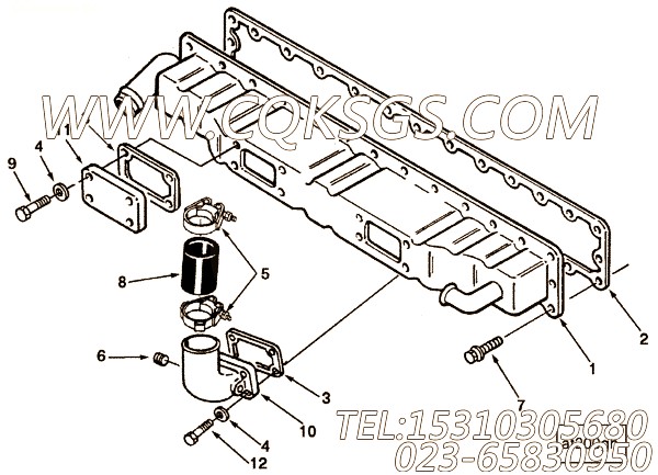 【进气口连接】康明斯CUMMINS柴油机的3045762 进气口连接