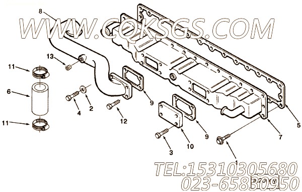 【空气交叉连接】康明斯CUMMINS柴油机的3254863 空气交叉连接