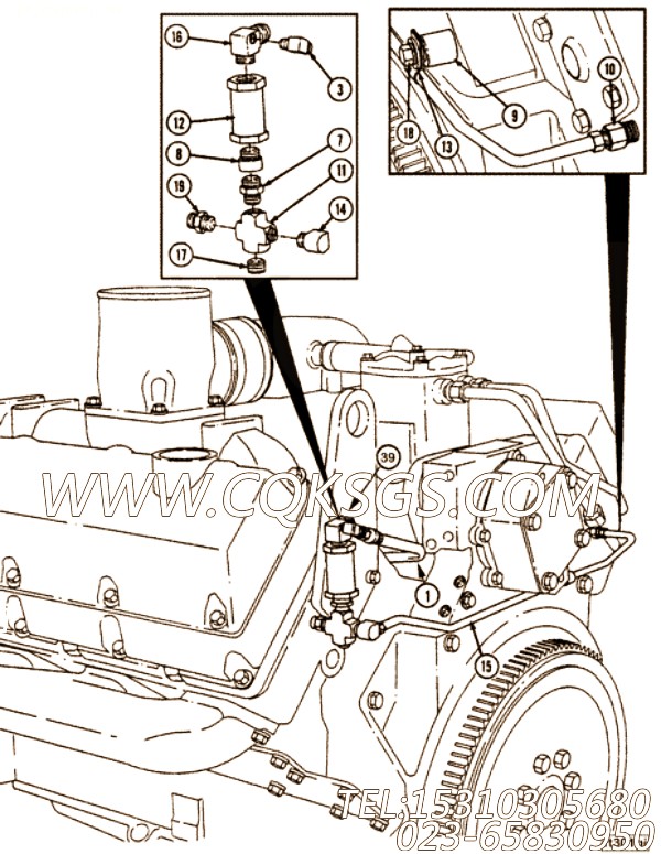 【适配器三通的】康明斯CUMMINS柴油机的S 1041 适配器三通的