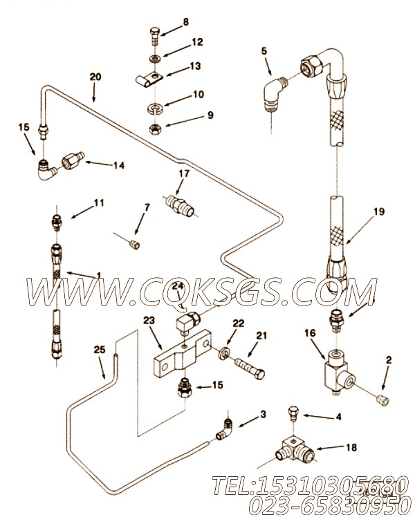 553044异径管接头,用于康明斯KTA38-C1200柴油发动机燃油管组,【油田压裂车】配件