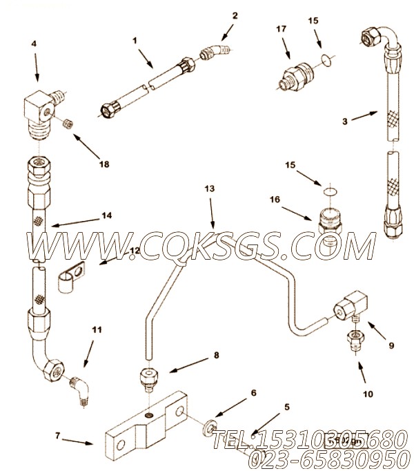 【Tube, Air Fuel Control】康明斯CUMMINS柴油机的3627660 Tube, Air Fuel Control