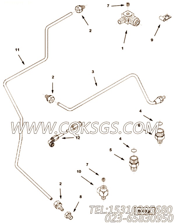 【空气管】康明斯CUMMINS柴油机的3630580 空气管
