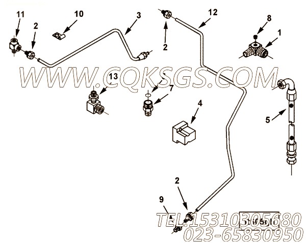 3631690弯接头,用于康明斯KTA38-C1200动力燃油管组,【内蒙古北方重汽矿用自卸车】配件
