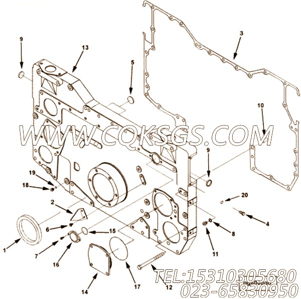 【齿轮罩】康明斯CUMMINS柴油机的4068688 齿轮罩