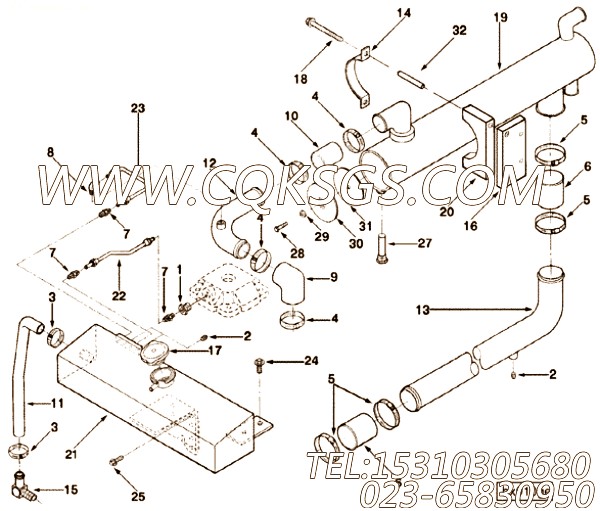 【排气管】康明斯CUMMINS柴油机的3916181 排气管