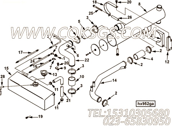 【Tube, Water Transfer】康明斯CUMMINS柴油机的3913753 Tube, Water Transfer