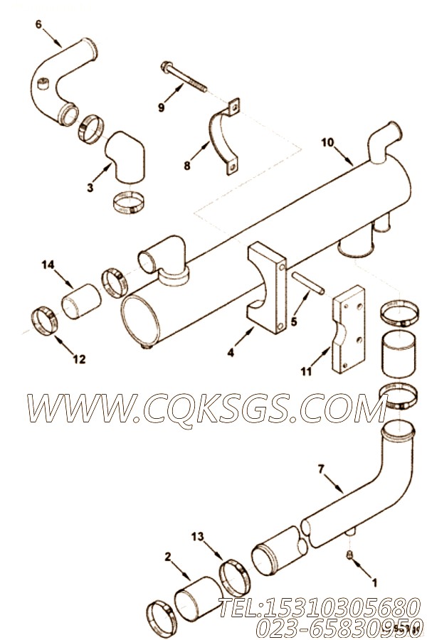 【Tube, Water Transfer】康明斯CUMMINS柴油机的3905052 Tube, Water Transfer