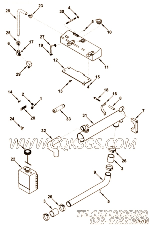 【Tube, Water Transfer】康明斯CUMMINS柴油机的3897156 Tube, Water Transfer