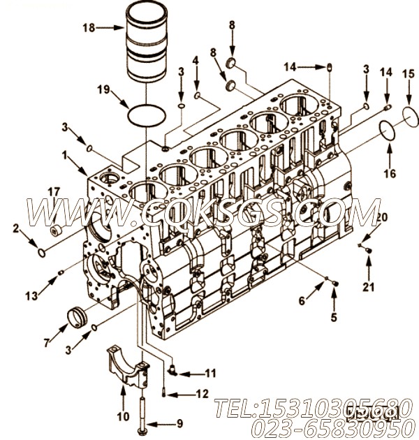【柴油机ISCE8.3的缸体总成】 康明斯主轴承盖,参数及图片