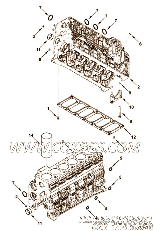 【汽缸体】康明斯CUMMINS柴油机的3972843 汽缸体