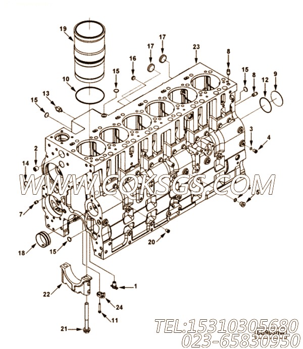 【柴油机6CTAA8.3-C220的缸体润滑管路组】 康明斯螺塞,参数及图片
