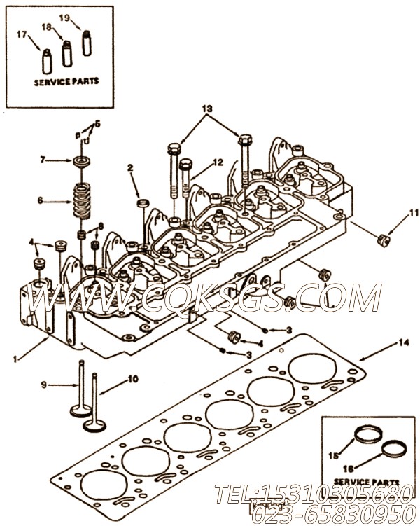 【发动机4BTA3.9-GM47的气缸盖组合件】 康明斯气阀锁块,参数及图片