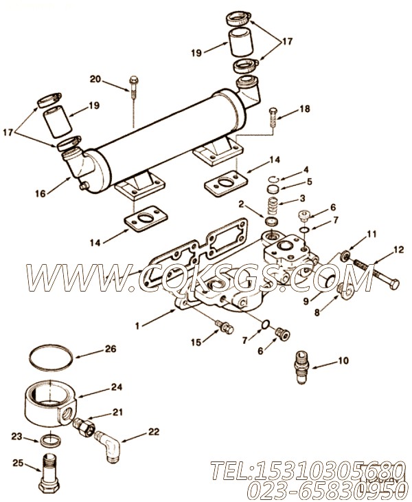 【机油滤头】康明斯CUMMINS柴油机的3882909 机油滤头
