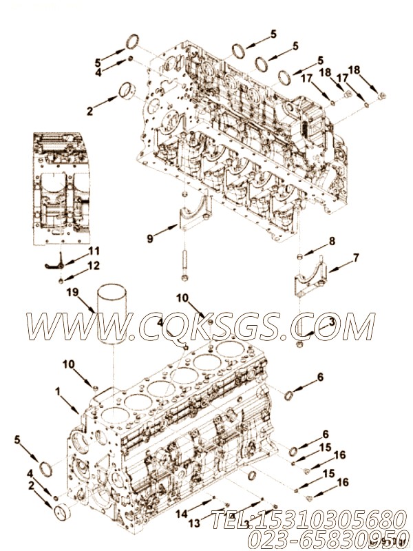 【汽缸体】康明斯CUMMINS柴油机的4897325 汽缸体