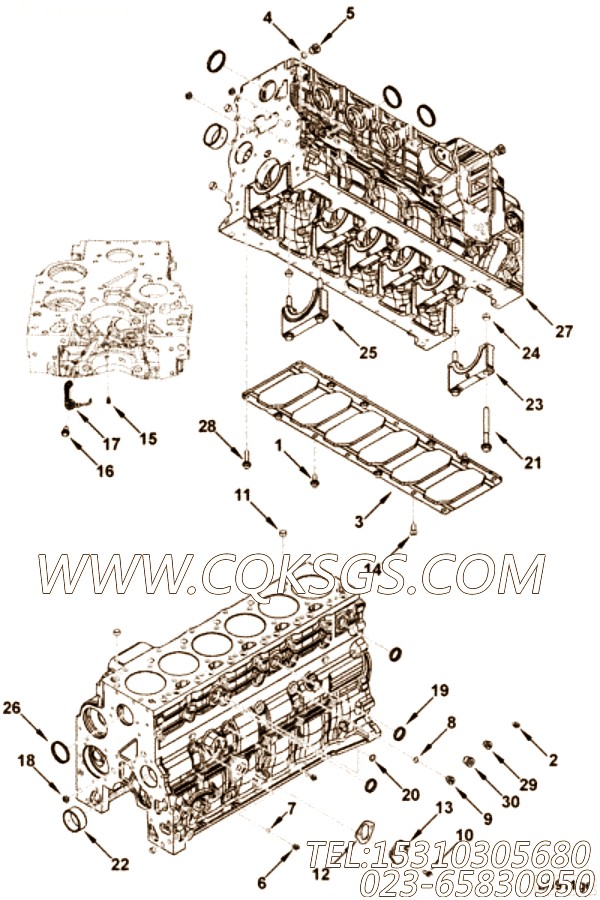 【柴油机B5.9-150G的缸体组】 康明斯螺塞总成,参数及图片