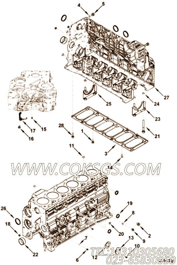 【引擎QSB6.7-G6的缸体组】 康明斯缸体总成,参数及图片