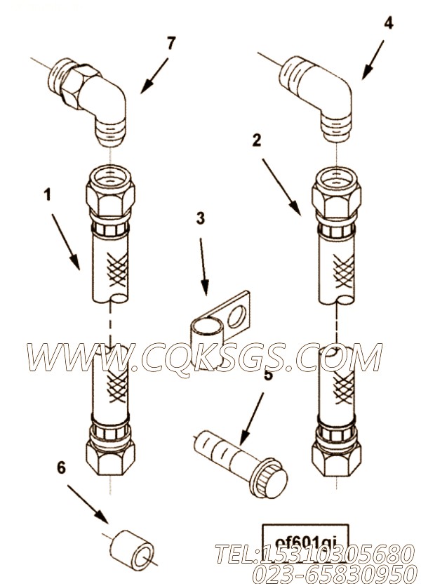 3632942阳性接头,用于康明斯KTA38-C1200柴油发动机旁通软管及安装组,【军品车】配件