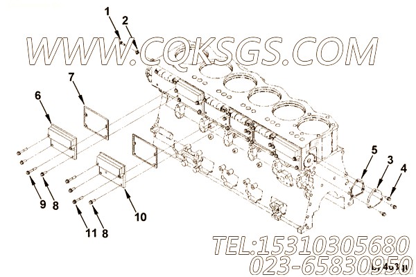 3077983凸轮轴从动件盖安装,用于康明斯KTA19-G3(M)主机基础件组,【抽沙船用】配件
